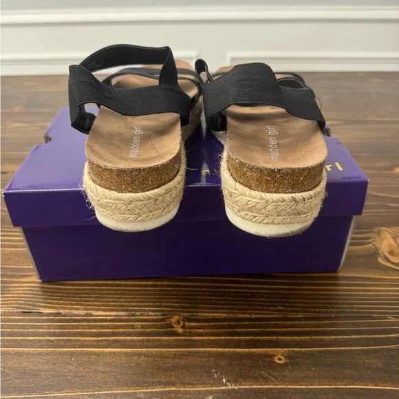 Madden Girl Crispp Espadrille Platform Sandals Black Strappy - Picture 3 of 6